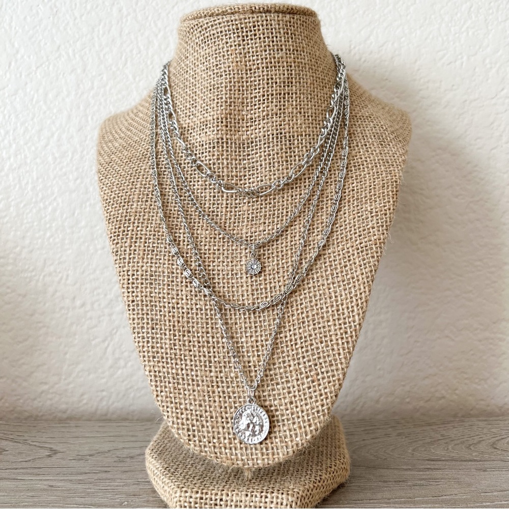 NEW | layered chain necklace with circular pendants